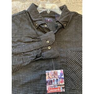 Coleman Men's‎ XL Flannel Long Sleeve Shirt New Outdoor VTG Pockets Plaid Black